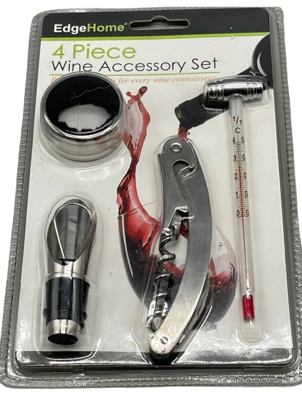 Edge home wine accessory set professional tools 4 piece set gray black READ new